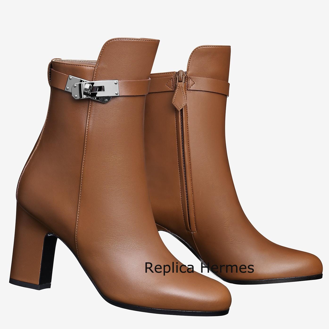Knockoff Hermes Brown Joueuse Ankle Boots