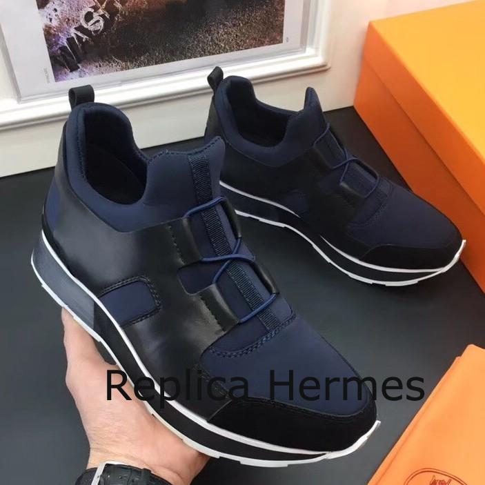 Imitation Hermes Men Navy/Noir Player Sneakers