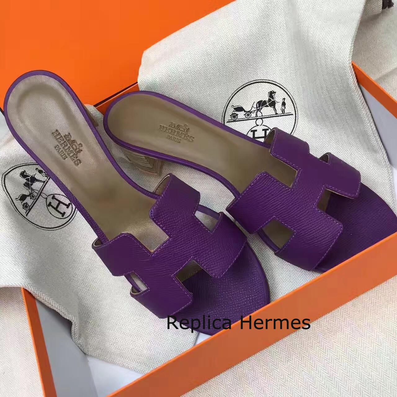 Copy Hermes Purple Epsom Oasis Sandals