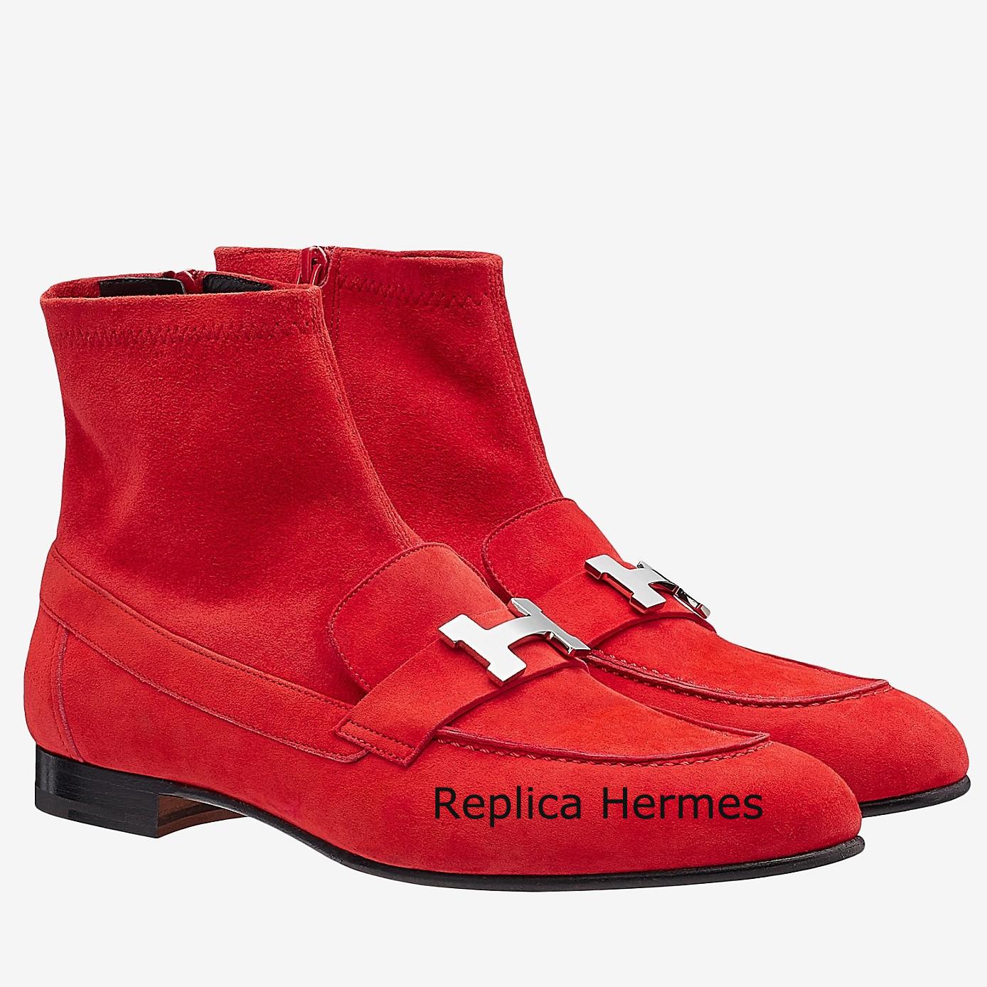 Imitation Designer Hermes Red Saint Honore Ankle Boots