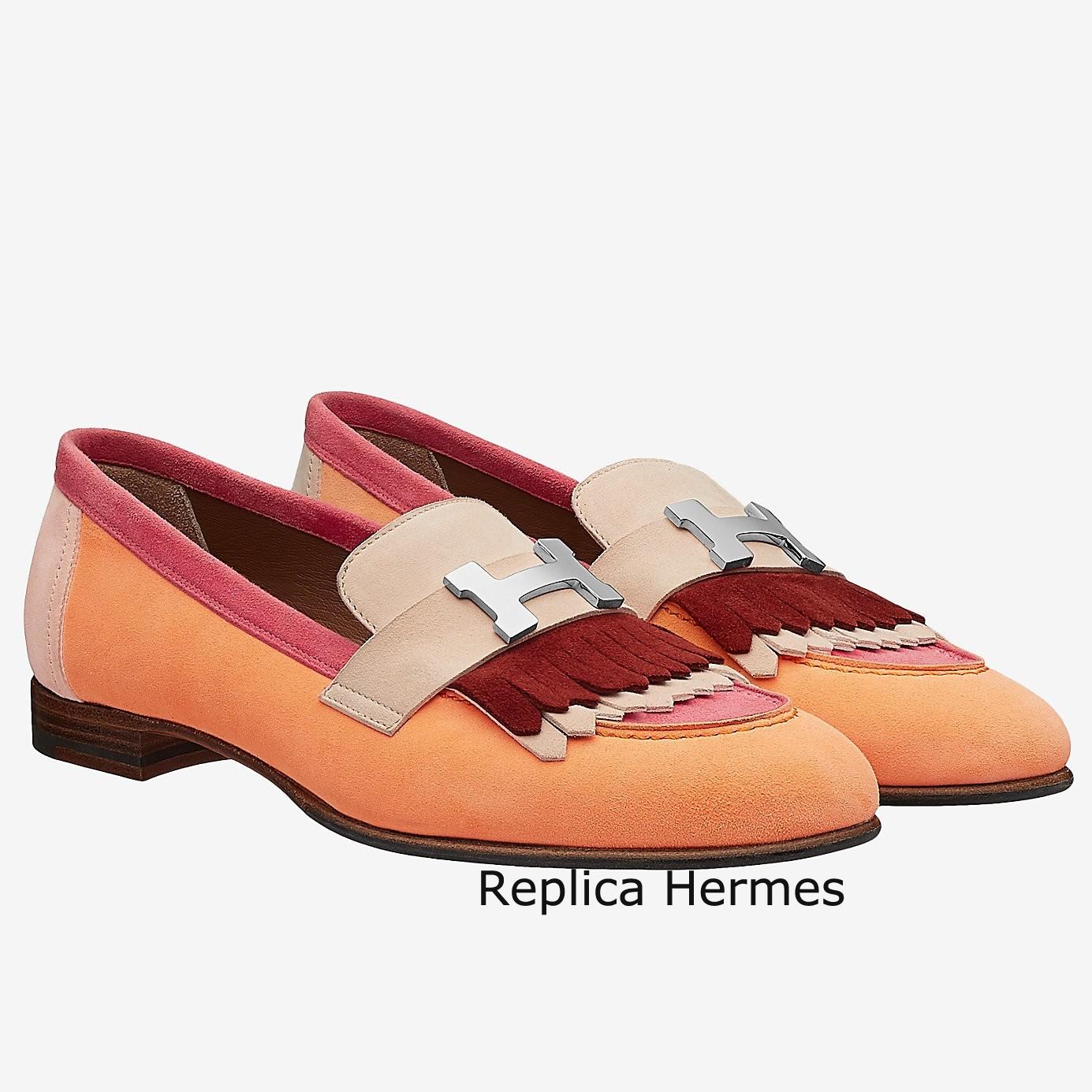 High End Replica Hermes Royal Loafers In Multicolour Suede