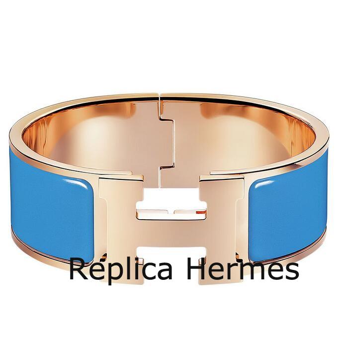 High Quality Hermes Blue Enamel Clic Clac H PM Bracelet