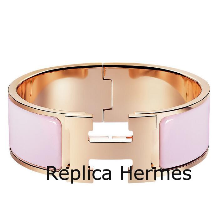 Hermes Rose Dragee Enamel Clic Clac H PM Bracelet