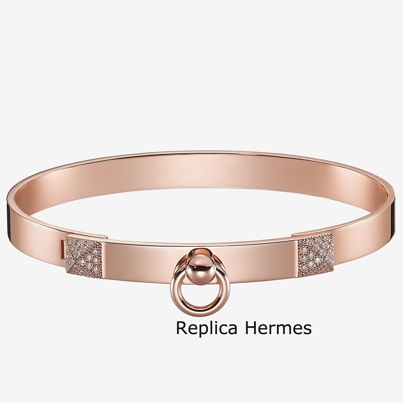 Hermes Rose Gold Collier De Chien Bracelet Replica