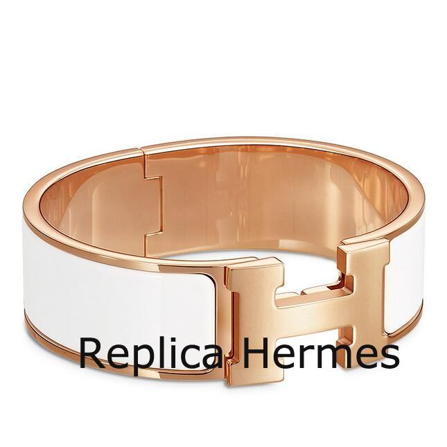 Luxury Fake Hermes White Enamel Clic Clac H PM Bracelet