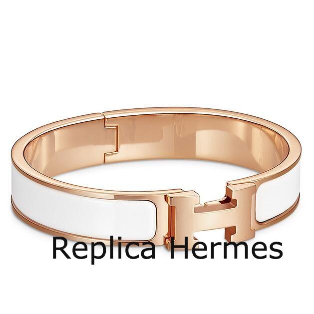 Hermes White Enamel Clic H PM Bracelet Replica
