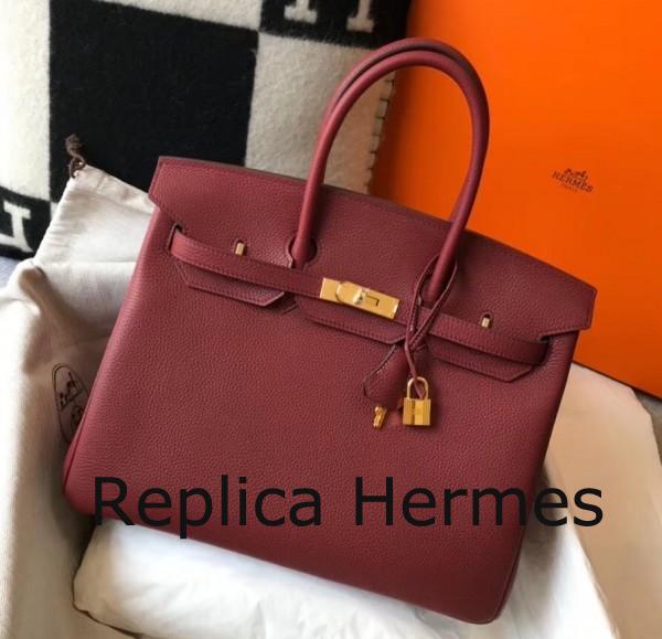 Imitation Hermes Bordeaux Clemence Birkin 35cm Handbag