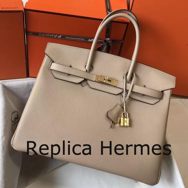 Hermes Argile Clemence Birkin 35cm Handbag