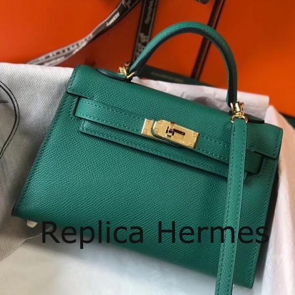 Hermes Kelly Mini II Handbag In Malachite Epsom Leather Replica