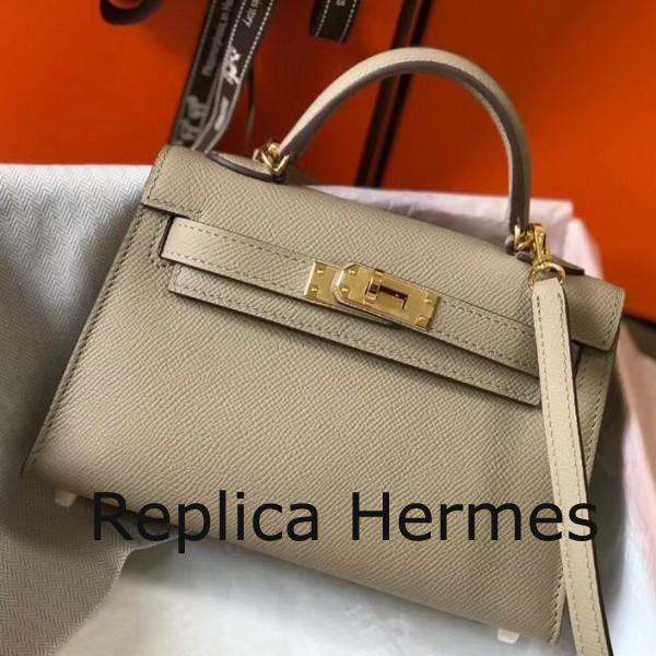 Replica AAA Hermes Kelly Mini II Handbag In Gris Tourterelle Epsom Leather