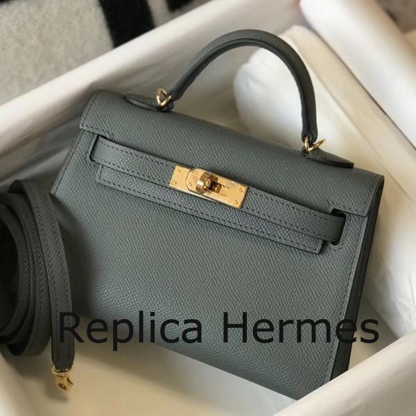 Faux Hermes Kelly Mini II Handbag In Vert Amande Epsom Leather