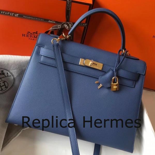 Replica Hermes Blue Agate Epsom Kelly 32cm Sellier Handbag