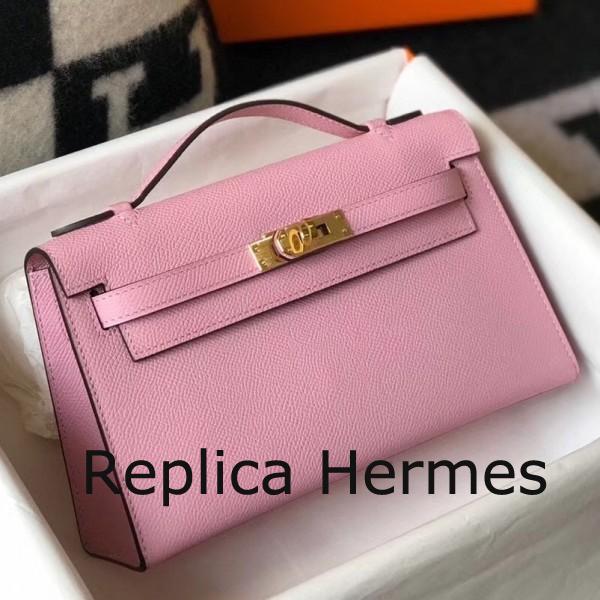 Luxury Hermes Kelly Pochette Bag In Mauve Sylvestre Epsom Leather