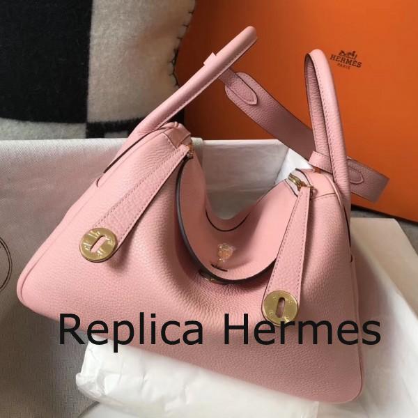 Hermes Lindy 26cm Bag In Pink Clemence With GHW
