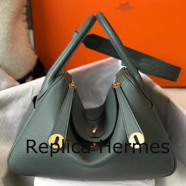 Top Quality Hermes Lindy 26cm Bag In Vert Amande Clemence With GHW