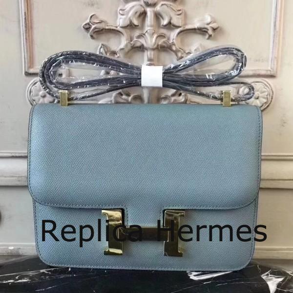 Hermes Blue Lin Constance MM 24cm Epsom Leather Handbag Replica