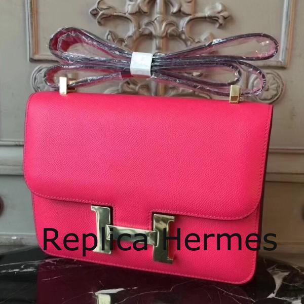 Knockoff Hermes Red Constance MM 24cm Epsom Leather Handbag