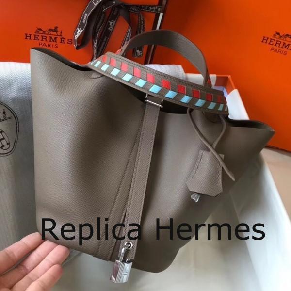 Fashion Hermes Taupe Picotin Lock 18 Bag With Braided Handles