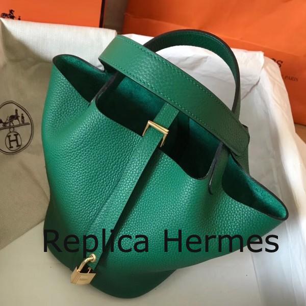 High End Hermes Vert Vertigo Picotin Lock PM 18cm Handmade Bag