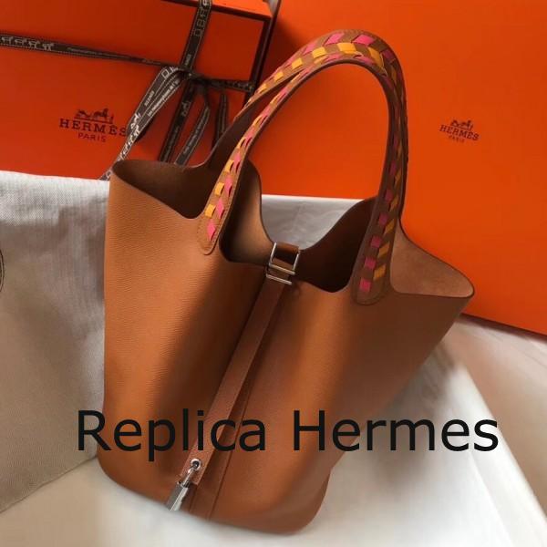 Hermes Gold Picotin Lock 22 Bag With Braided Handles