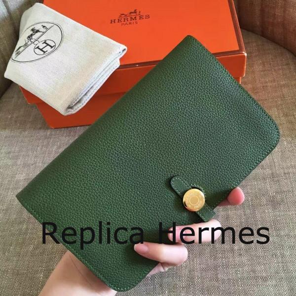 Hermes Dark Green Dogon Duo Combined Wallet Replica