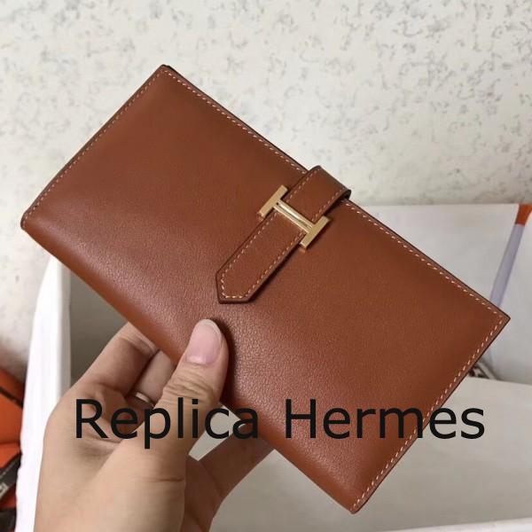 Wholesale Hermes Gold Swift Bearn Gusset Wallet