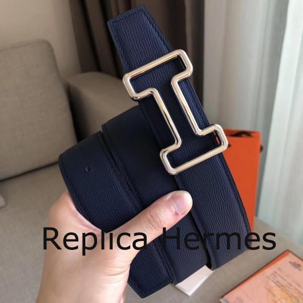 Luxury Fake Hermes Tonight 38MM Reversible Belt In Navy/Black Epsom Leather