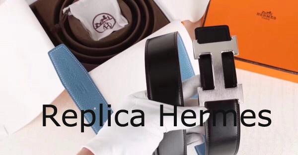 Replica Luxury Hermes H Belt Buckle & Blue Clemence 32 MM Strap