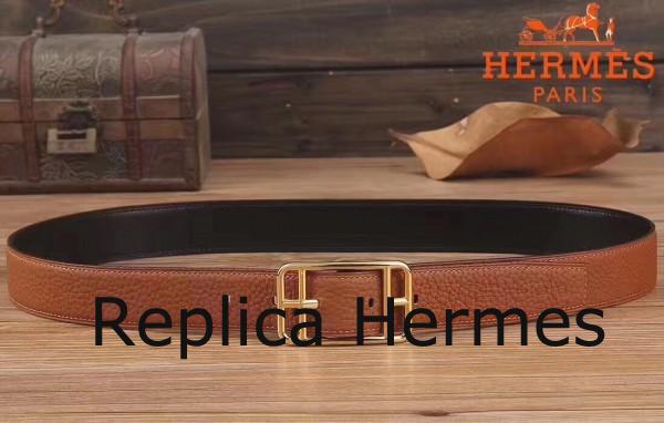 Hermes Brown Cape Cod 32 Reversible Belt Replica