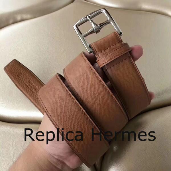 Hermes Etriviere 40 Belt In Brown Epsom Leather