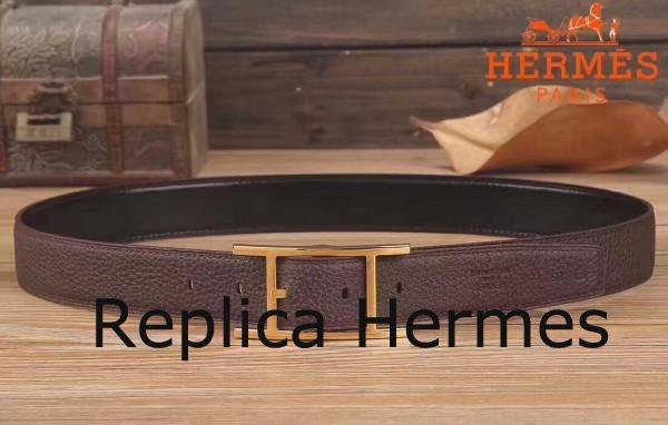 Discount Hermes Quentin 32 MM Chocolate Reversible Belt