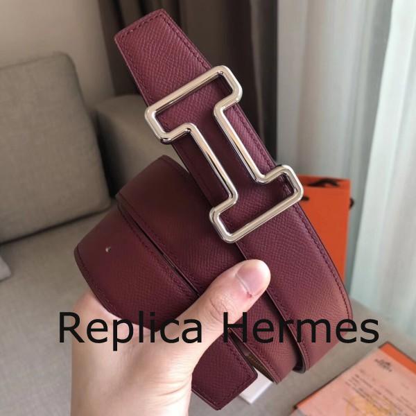 Hermes Tonight 38MM Reversible Belt In Ruby/Gold Epsom Leather Replica