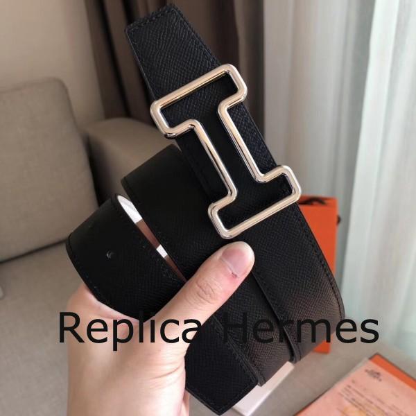 Replica Hermes Tonight 38MM Reversible Belt In Black/White Epsom Leather