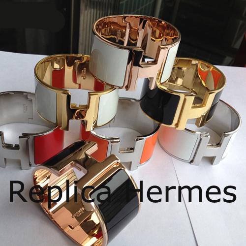 Replica Designer Hermes Clic Clac H Enamel Bracelet Extra Large With Gold/Silver/Pink Gold GM