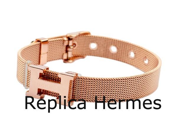 Knockoff Perfect Hermes H Logo Adjustable Band Bracelet Pink Gold