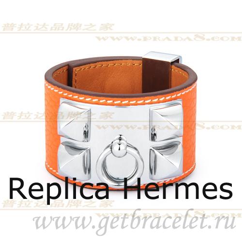 Best Cheap Hermes Collier De Chien Bracelet Orange With Silver