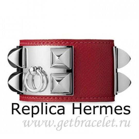 Knockoff Cheap Hermes Collier De Chien Bracelet Red With Silver