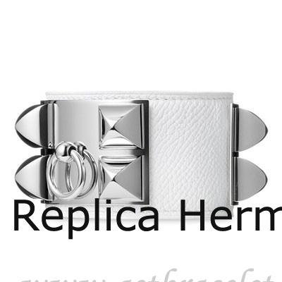 High Quality Hermes Collier De Chien Bracelet White With Silver