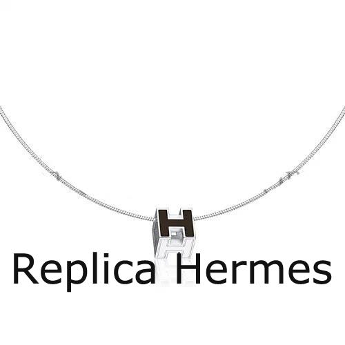 High End Hermes Cage D’H Necklace Black In Lacquer With Gold