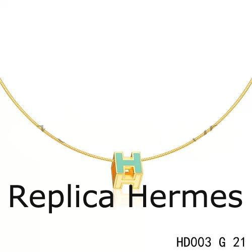 Hermes Cage D’H Necklace Blue In Lacquer Yellow Gold