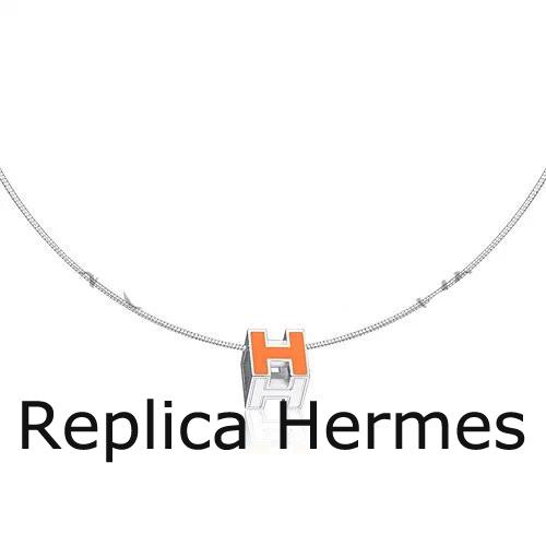Hermes Cage D’H Necklace Orange In Lacquer With Gold Replica