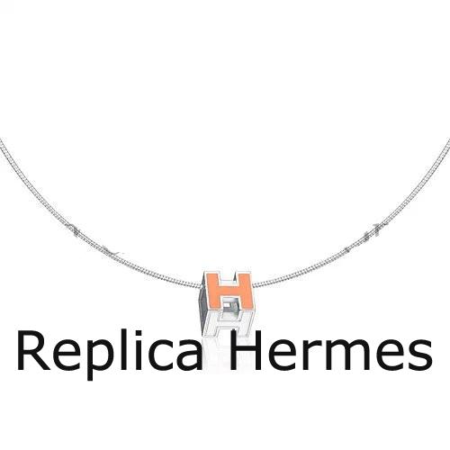 Replica Hermes Cage D’H Necklace Pink In Lacquer With Gold