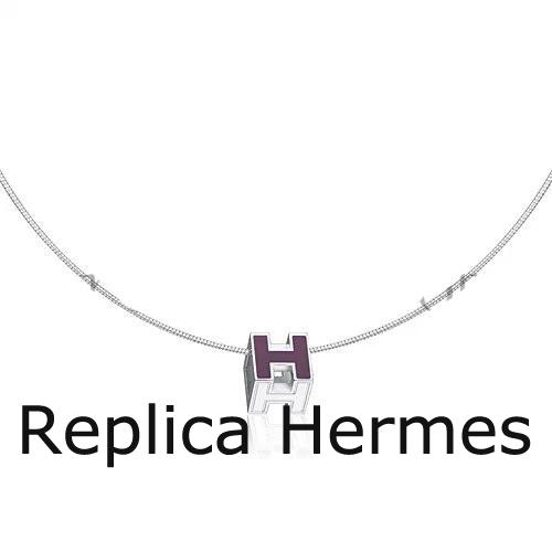 Cheap Hermes Cage D’H Necklace Purple In Lacquer With Gold