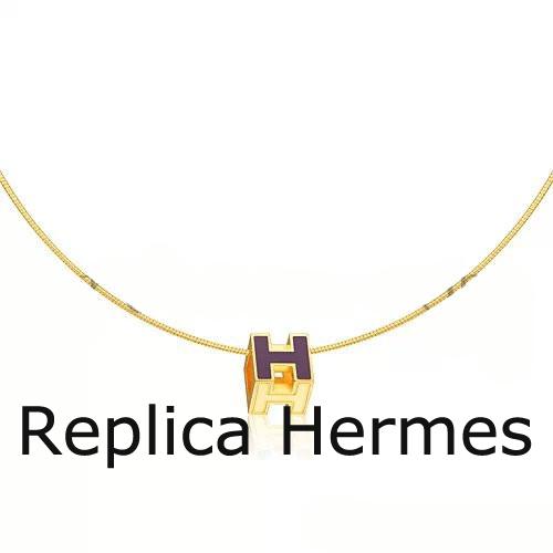 Wholesale Hermes Cage D’H Necklace Purple In Lacquer Yellow Gold