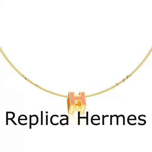 Copy Hermes Cage D’H Necklace Red In Lacquer Yellow Gold