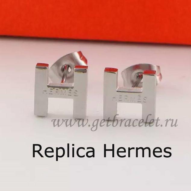 Hermes H Earrings In White Gold Replica