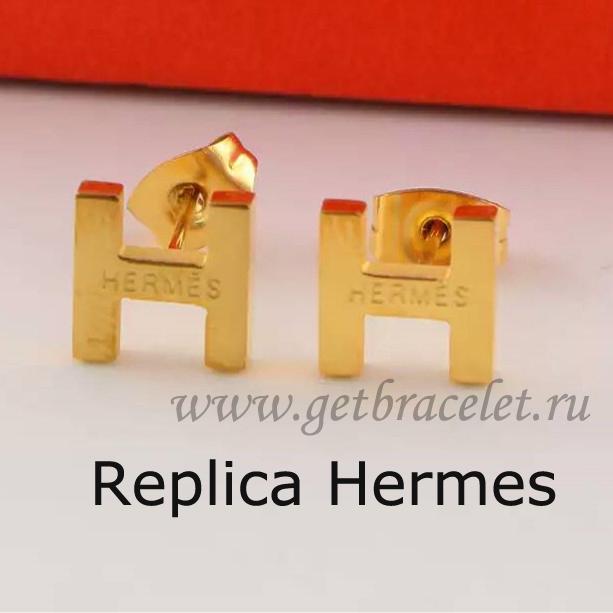 Hermes H Earrings In Yellow Gold