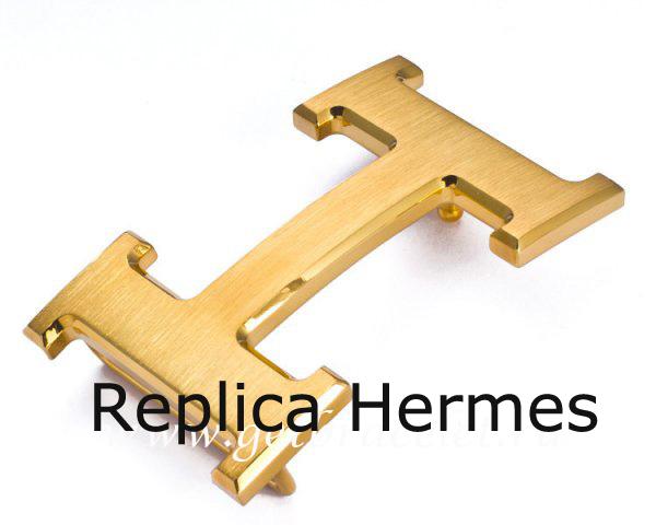Luxury Imitation Hermes Reversible Belt 18K Gold Brushed Buckle