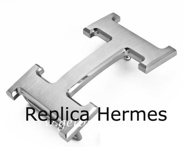 High Quality Hermes Reversible Belt 18K Silver Brushed Buckle