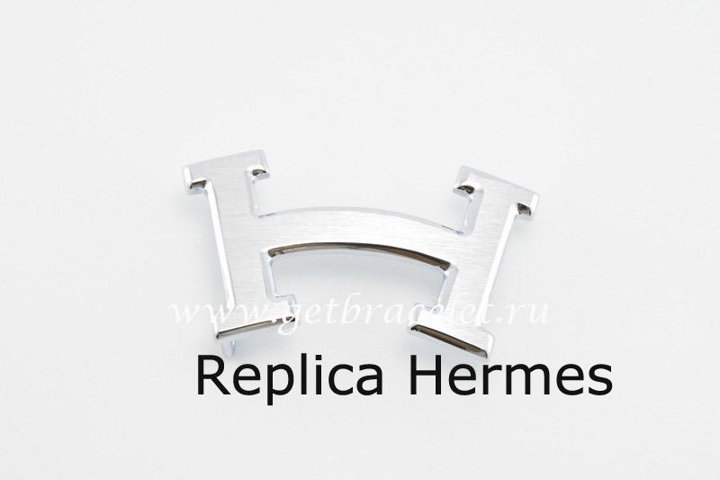 Hermes Reversible Belt 18K Silver Fashion H Brushed Buckle Replica